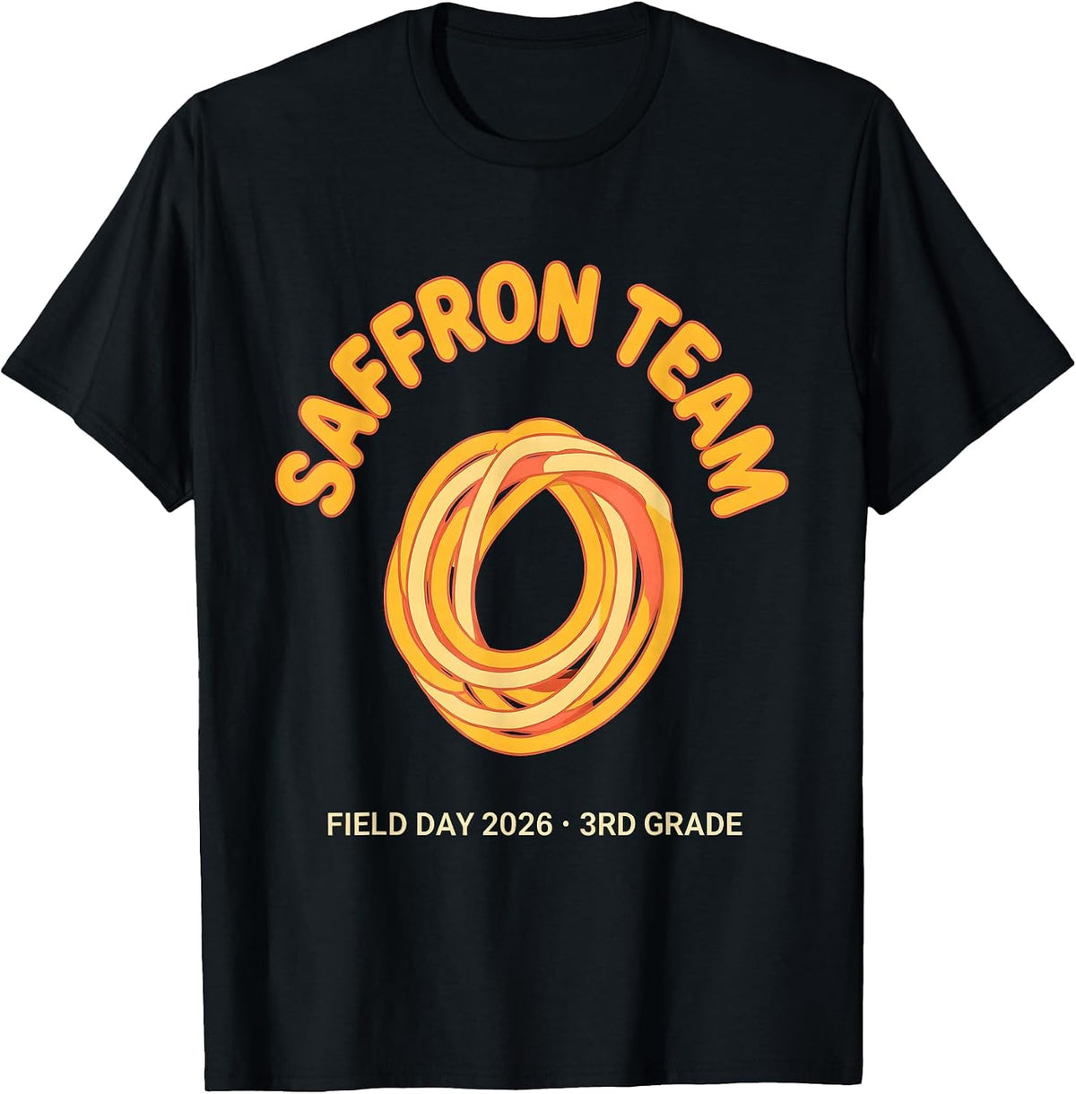 Men's SAFFRON TEAM FIELD DAY 2026 3RD GRADE School Color Team T-Shirt - Black
