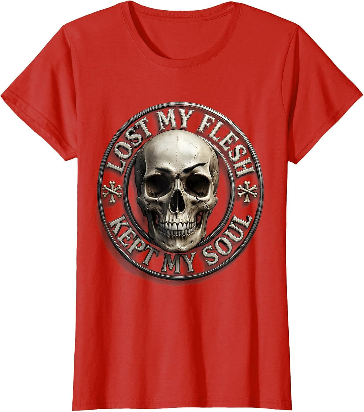 Lost My Flesh Kept My Soul Dark Gothic Design T-Shirt - Red