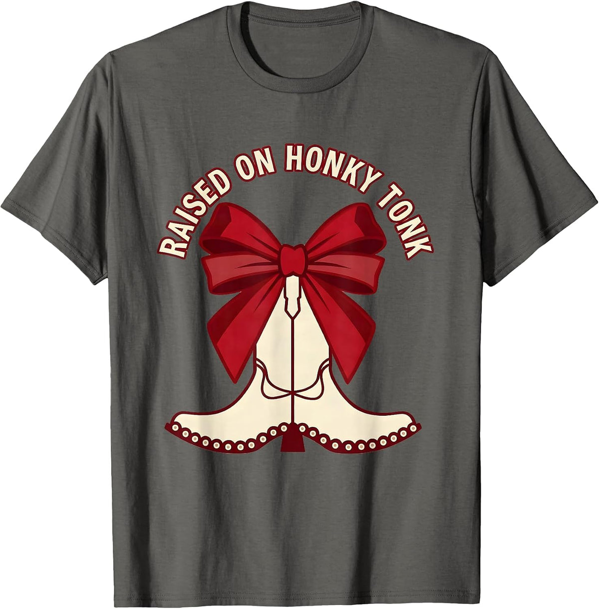Men's Raised on Honky Tonk Nashville Music Design T-Shirt - Asphalt Grey