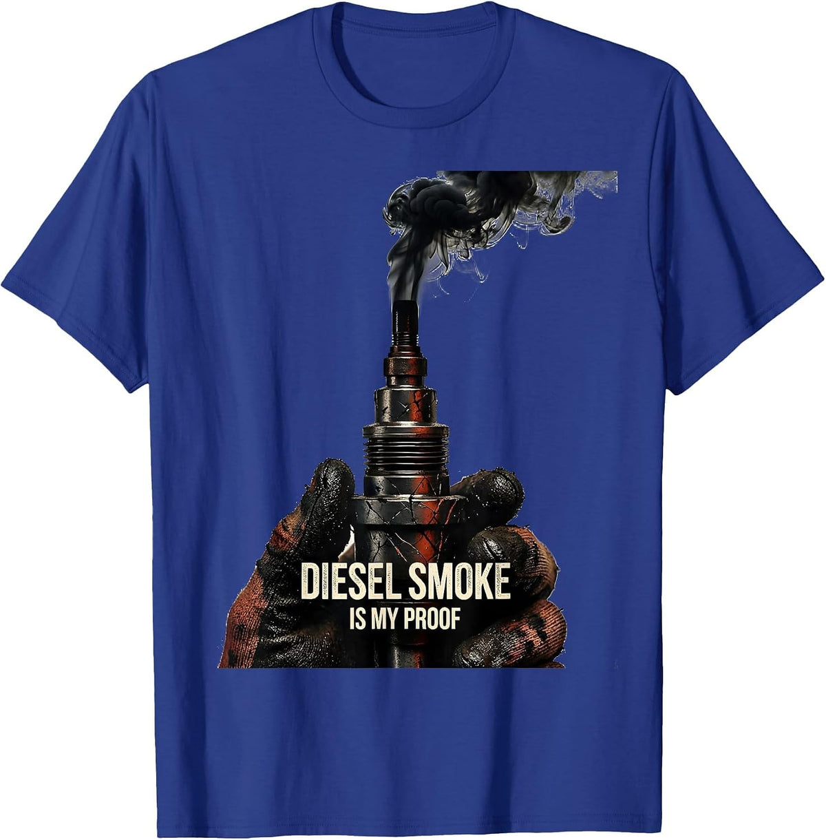 Diesel Smoke Is My Proof Distressed Diesel Mechanic Truck T-Shirt - Royal Blue