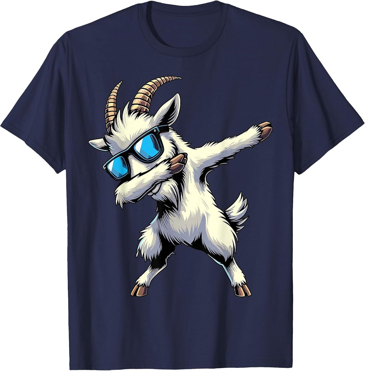 Dabbing Goat Sunglasses Animal T-Shirt - Navy Blue