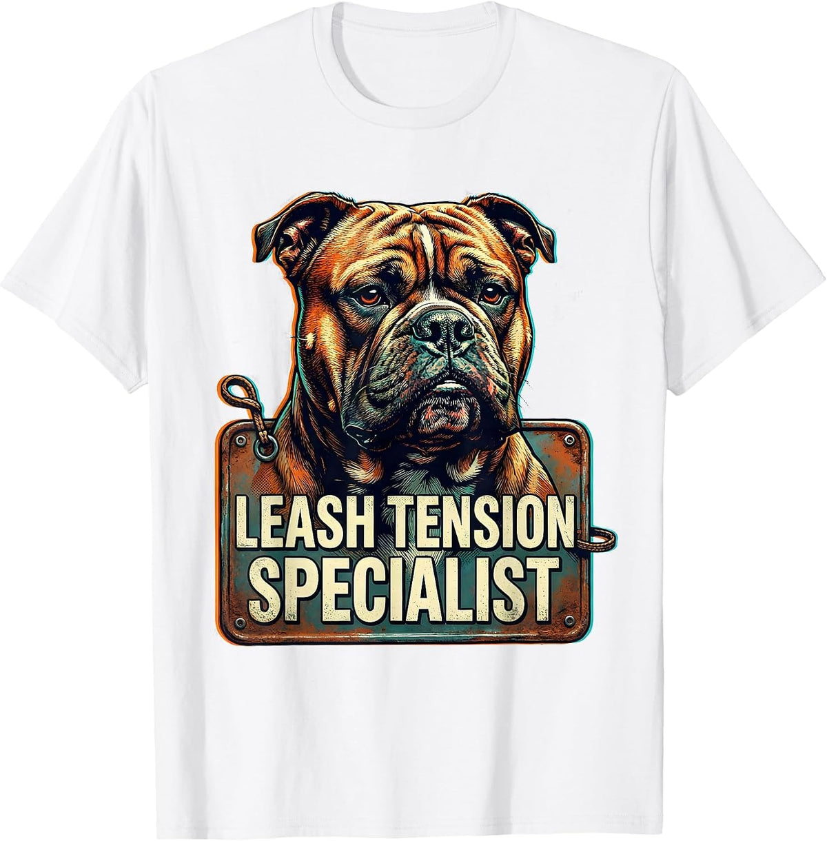 Men's Leash Tension Specialist Funny Pitbull Dog Owner Humor T-Shirt - White