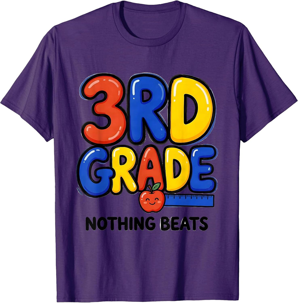 Nothing Beats 3rd Grade Funny Teacher Back To School Crew T-Shirt - Purple