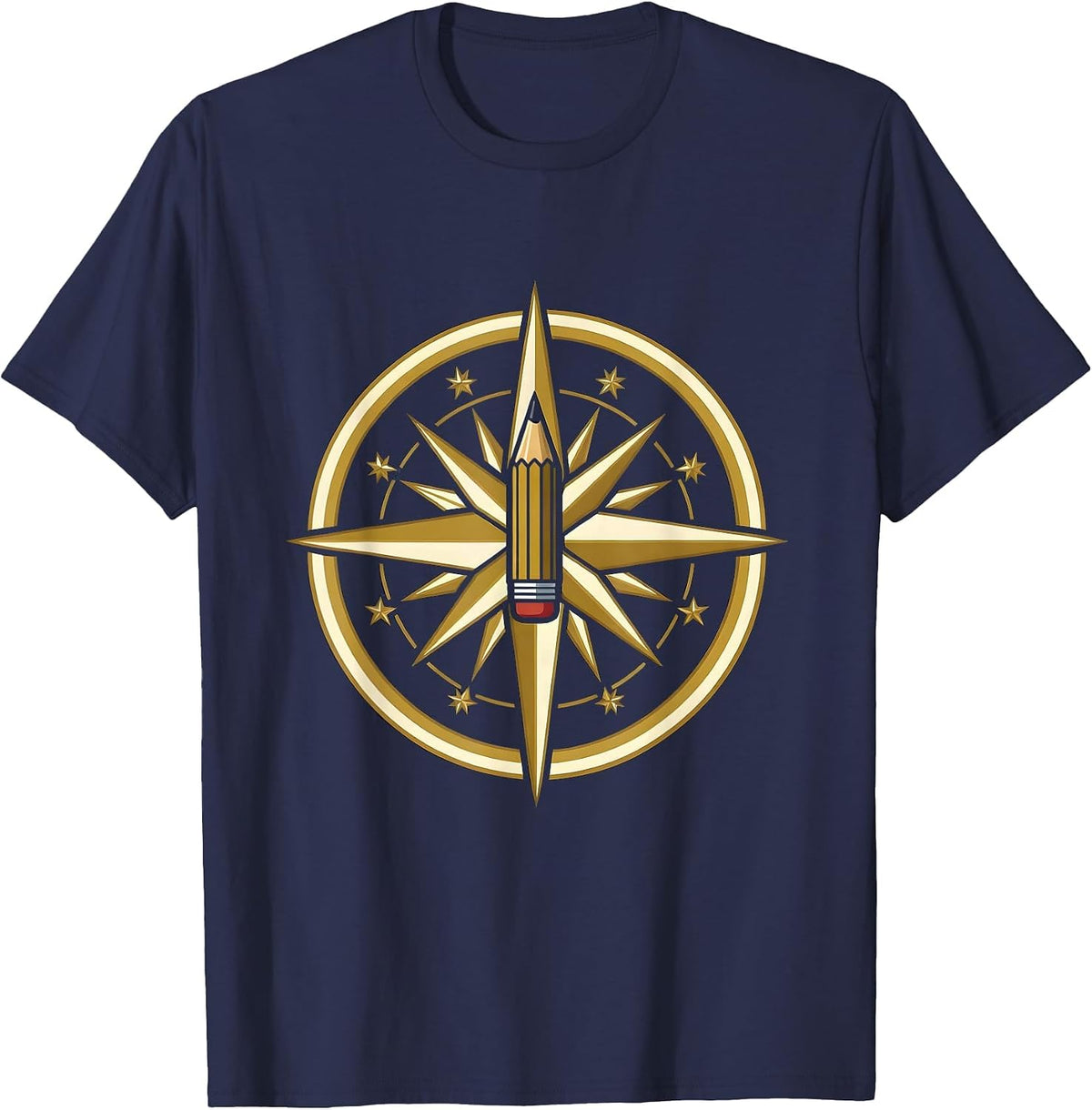 SPED Teacher Compass Rose Pencil North Arrow Design T-Shirt - Navy Blue