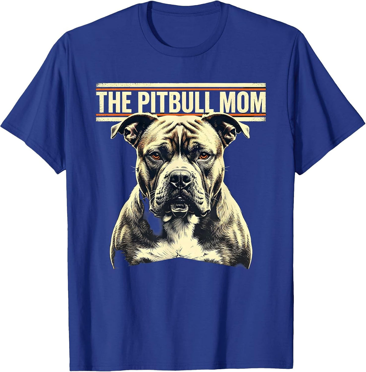 The Pitbull Mom Stencil Ghost Dog Halloween Skeleton T-Shirt - Royal Blue