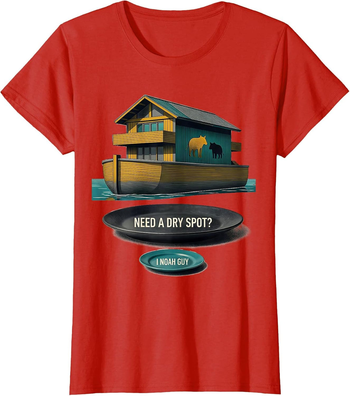 Women's Need A Dry Spot? I Noah Guy Funny Christian Pun Humor T-Shirt - Red