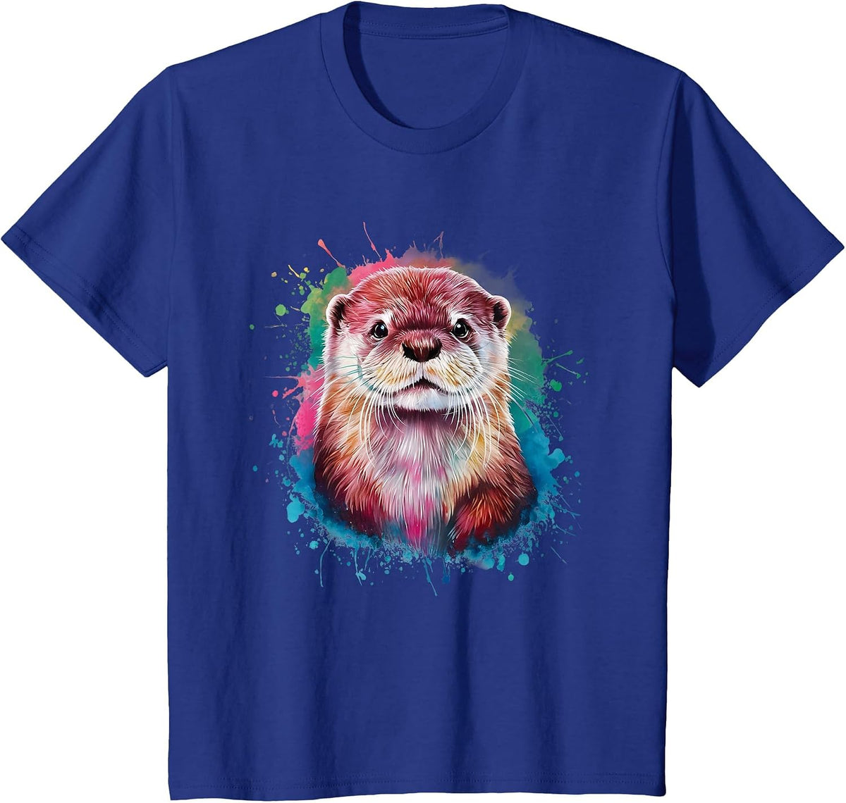 Otter Men's Women's Colourful Watercolour Otter T-Shirt - Royal Blue