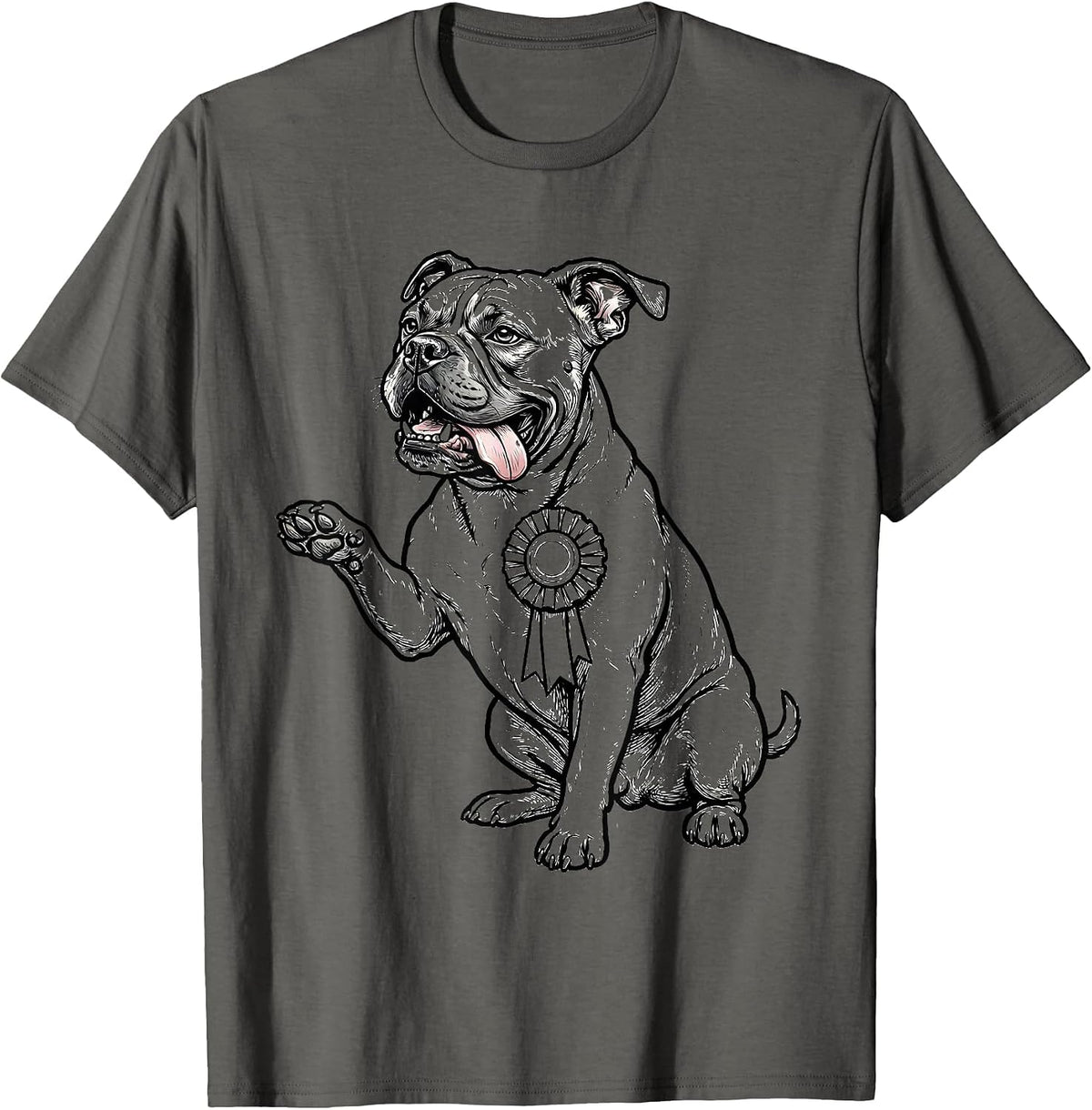 Pitbull Ceremonial Pose Pit Bull Mom Funny Dog Lover T-Shirt - Asphalt Grey