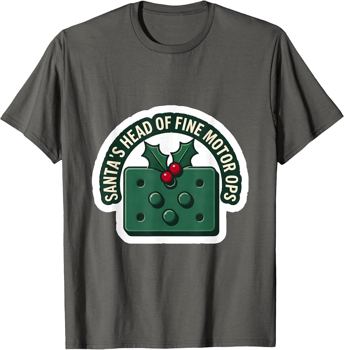 Santa's Head of Fine Motor Ops Occupational Therapy T-Shirt - Asphalt Grey