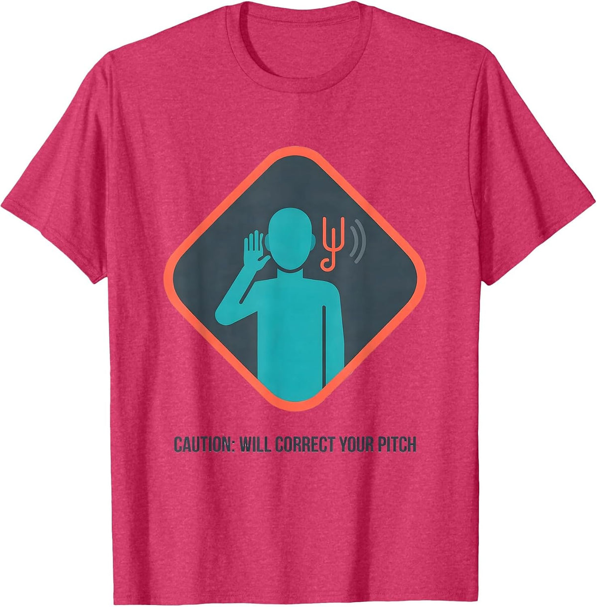 Men's Caution: Will Correct Your Pitch Funny Music Lover Gift T-Shirt - Red Heather