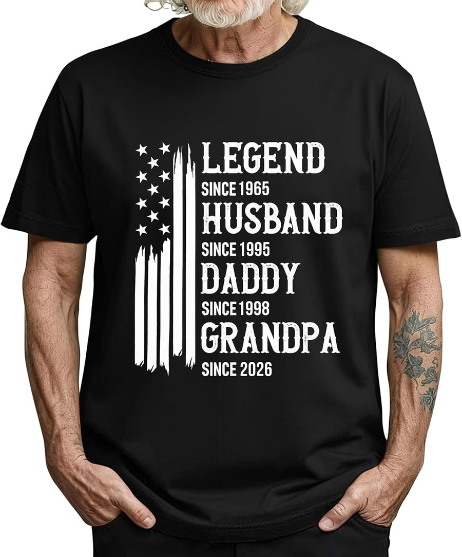 Custom Legend Husband Dad Grandpa Shirts Personalized Fathers Day T Shirts Customized First Time Dad Tee Gifts for Daddy