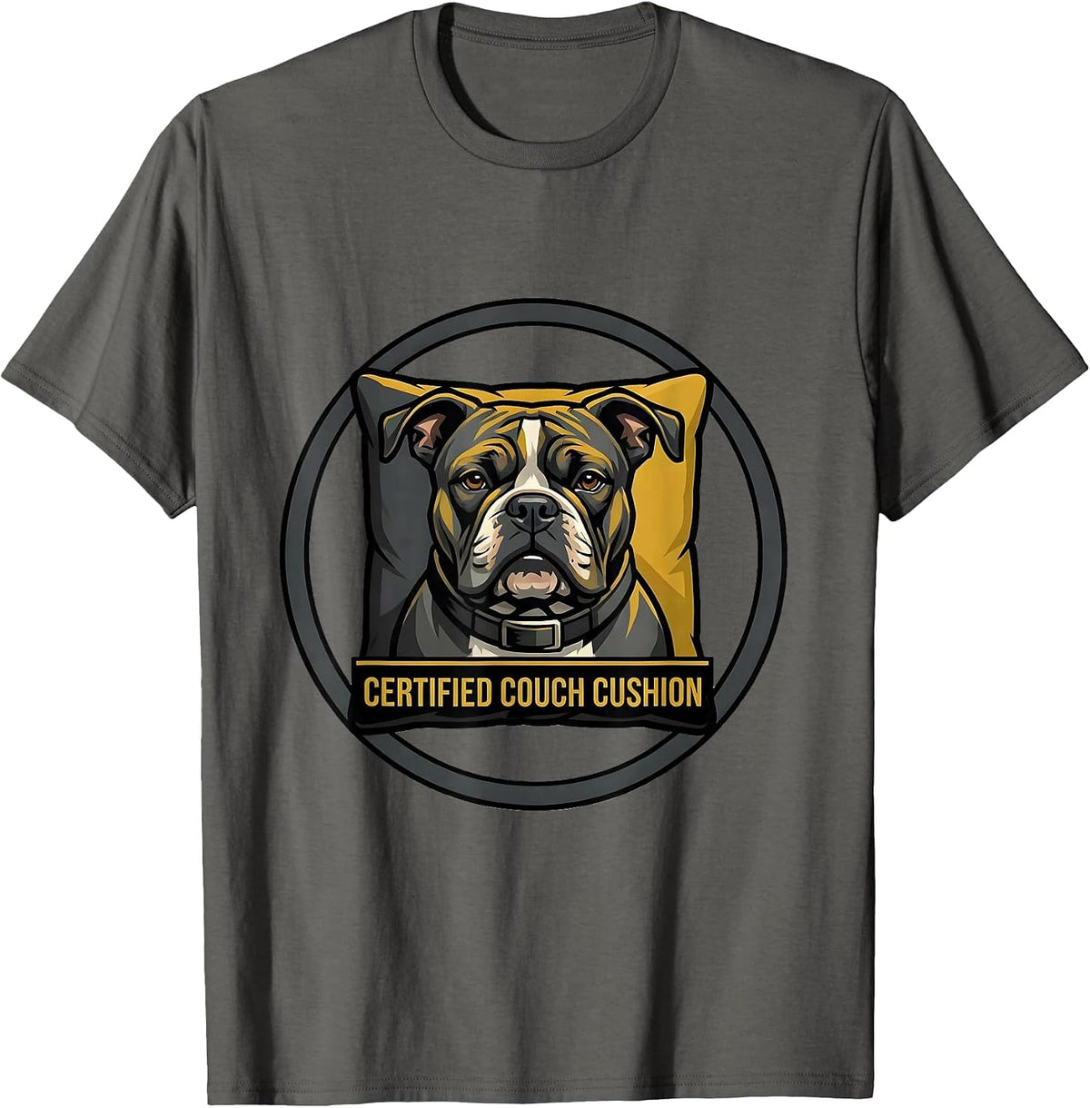 Certified Couch Cushion Funny Pitbull Dog Mom Pit Bull Owner T-Shirt - Asphalt Grey