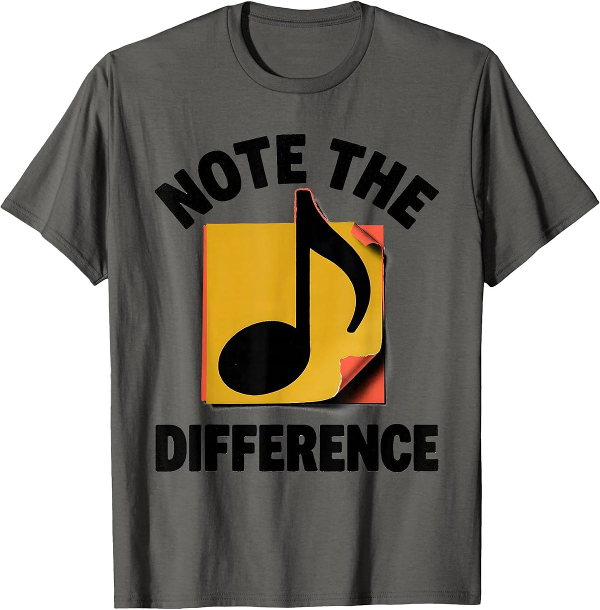 Men's Note The Difference Funny Musician Instrument Humor Music T-Shirt - Asphalt Grey