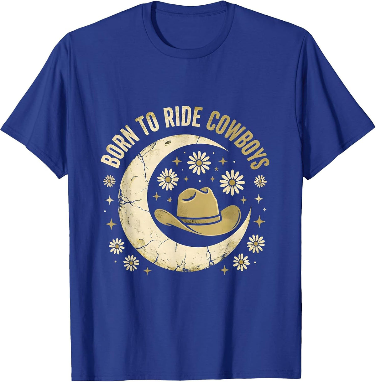 Men's Born to Ride Cowboys Western Graphic Design T-Shirt - Royal Blue