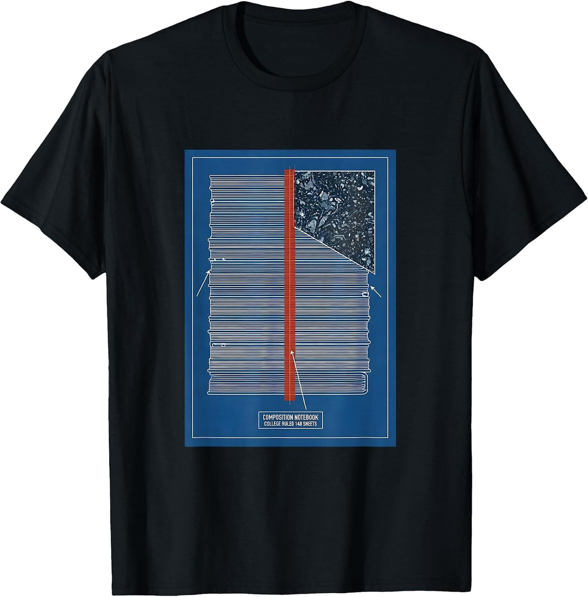 Men's Composition Notebook College Ruled 148 Sheets Teacher T-Shirt - Black