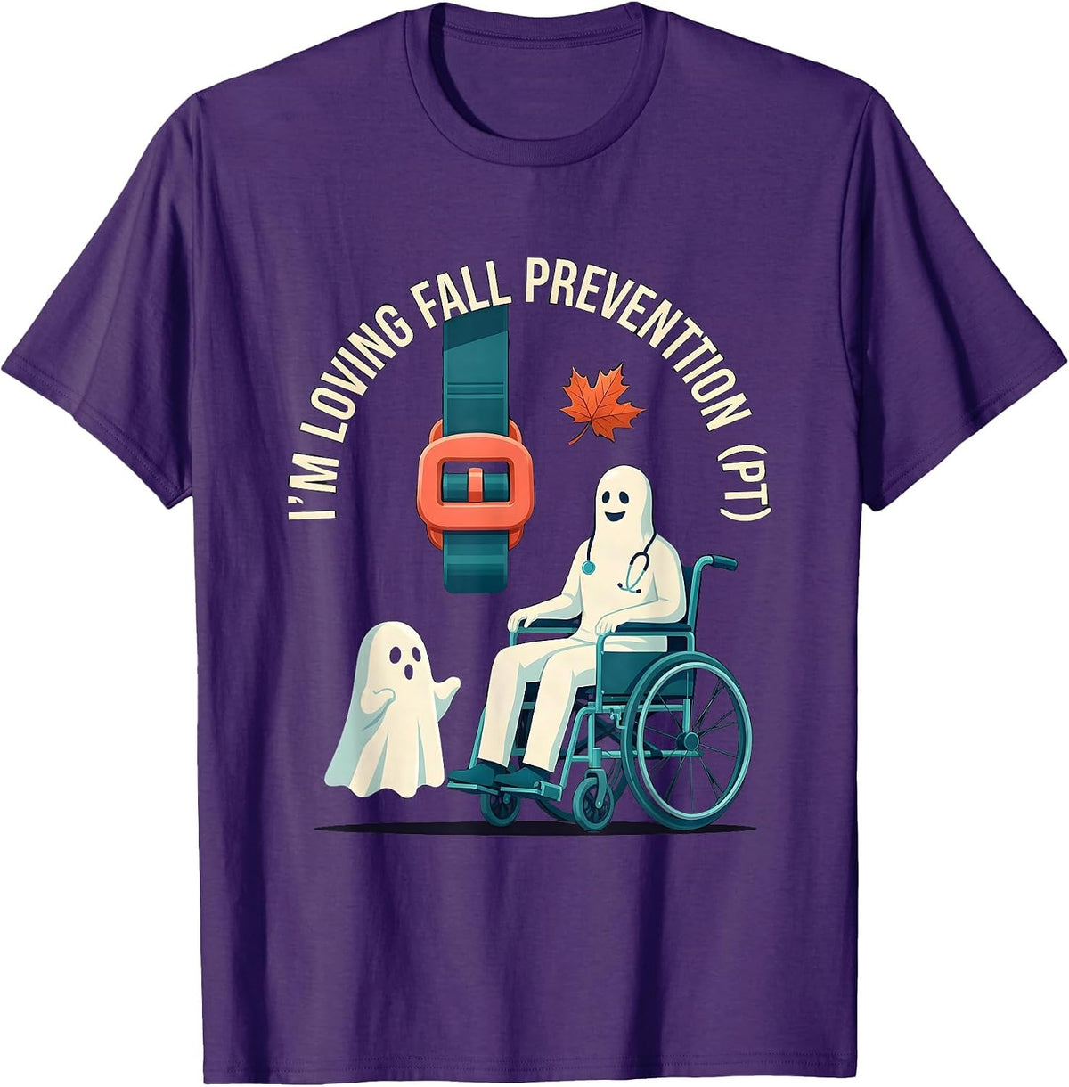 Men's I’m Loving Fall Prevention PT Funny Physical Therapist Ghost T-Shirt - Purple