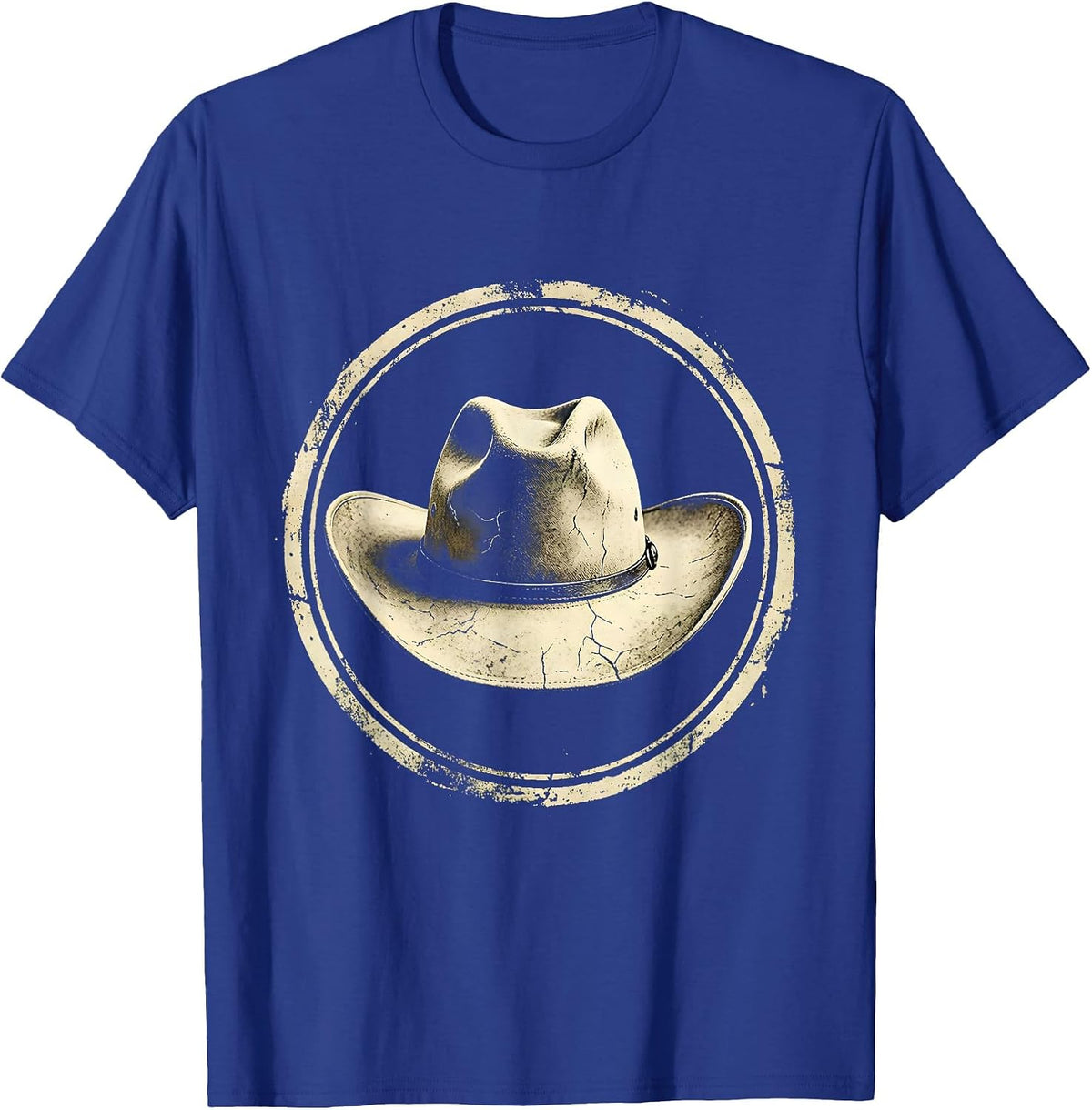 Men's Rhinestone Cowgirl Hat Wild Roses Graphic T-Shirt - Royal Blue