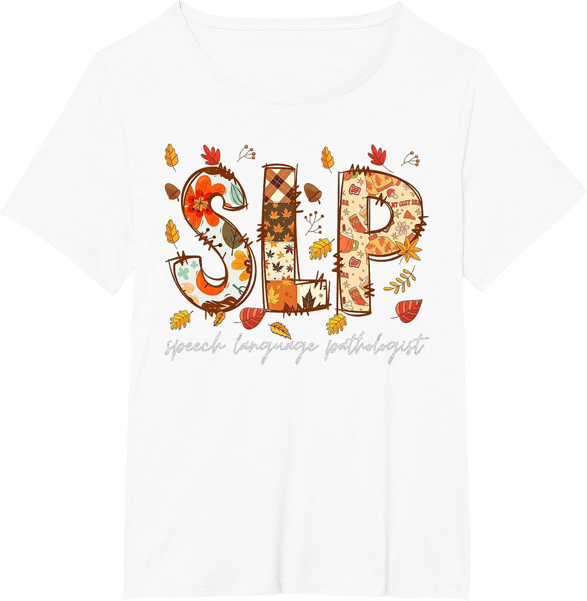 Retro SLP Pumpkin Fall Autumn Speech Therapist Tee T-Shirt - White