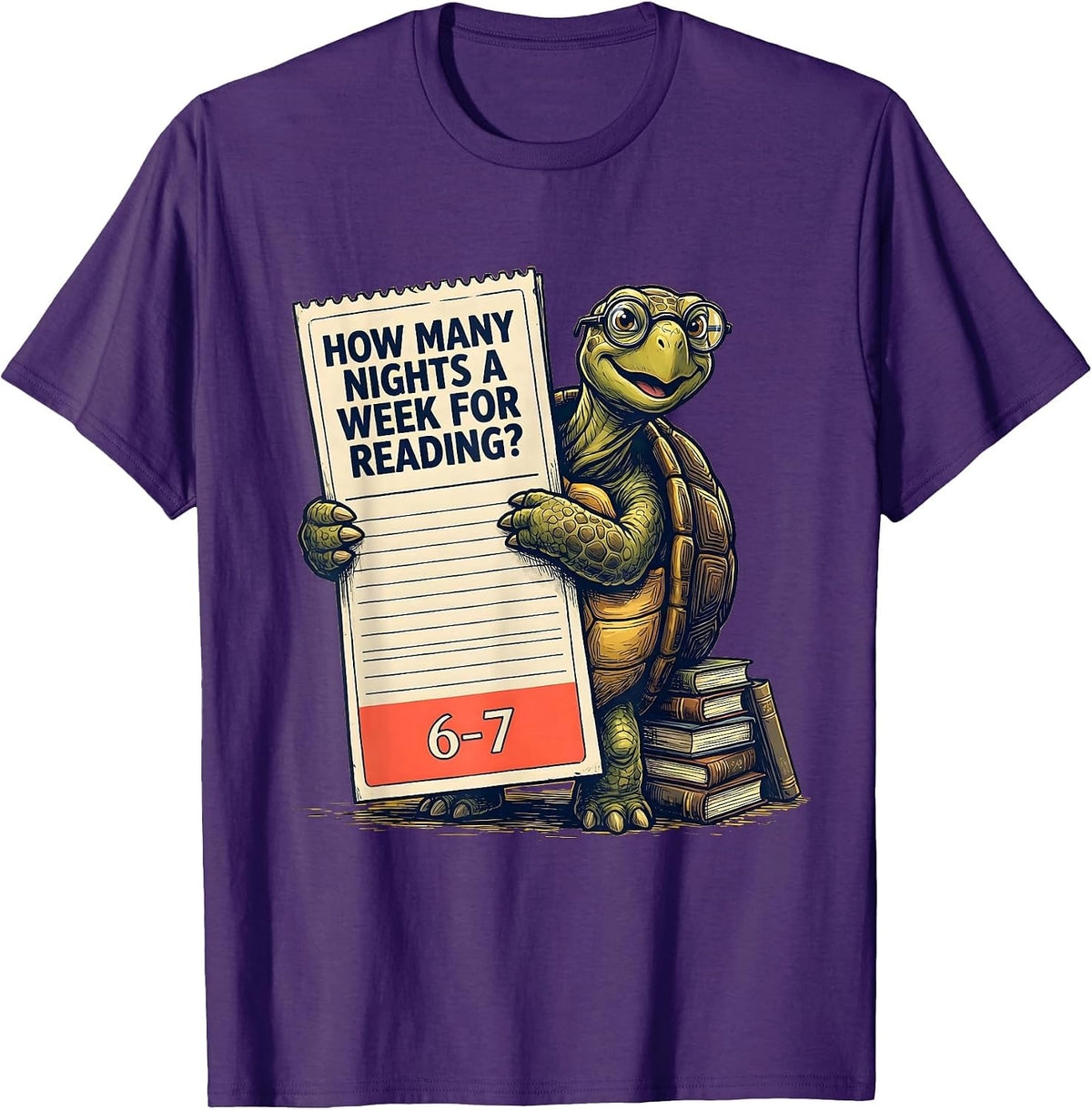 How Many Nights A Week For Reading? 6-7 Teacher T-Shirt - Purple