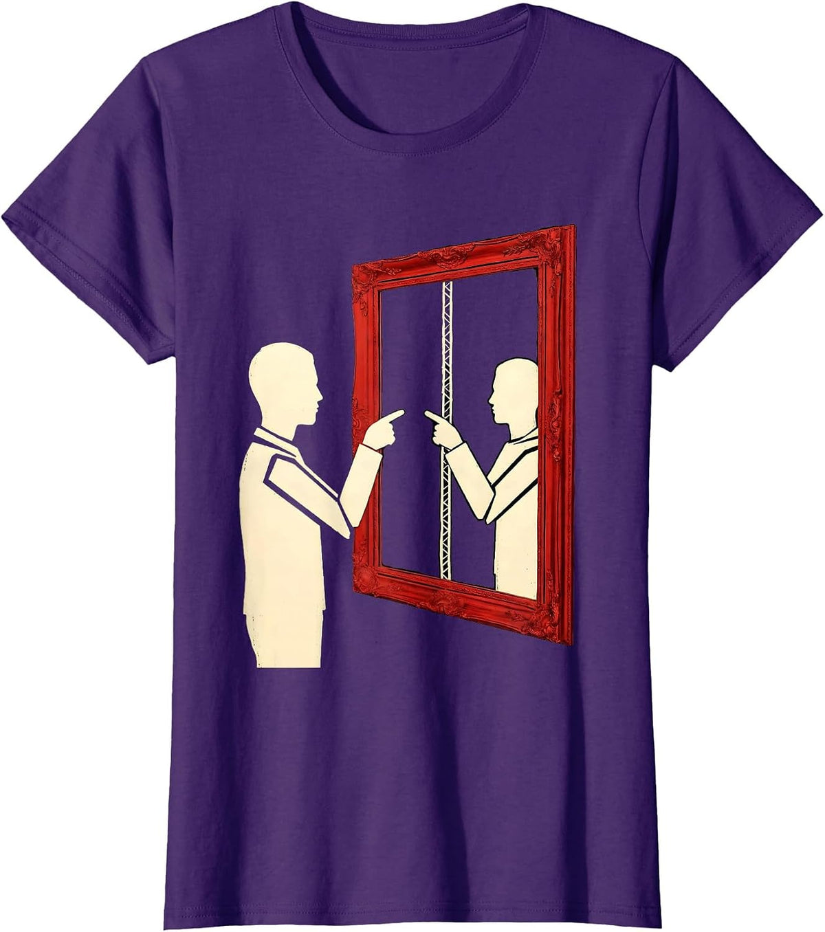 Women's Mirror Reflection Self-Awareness Graphic Design T-Shirt - Purple