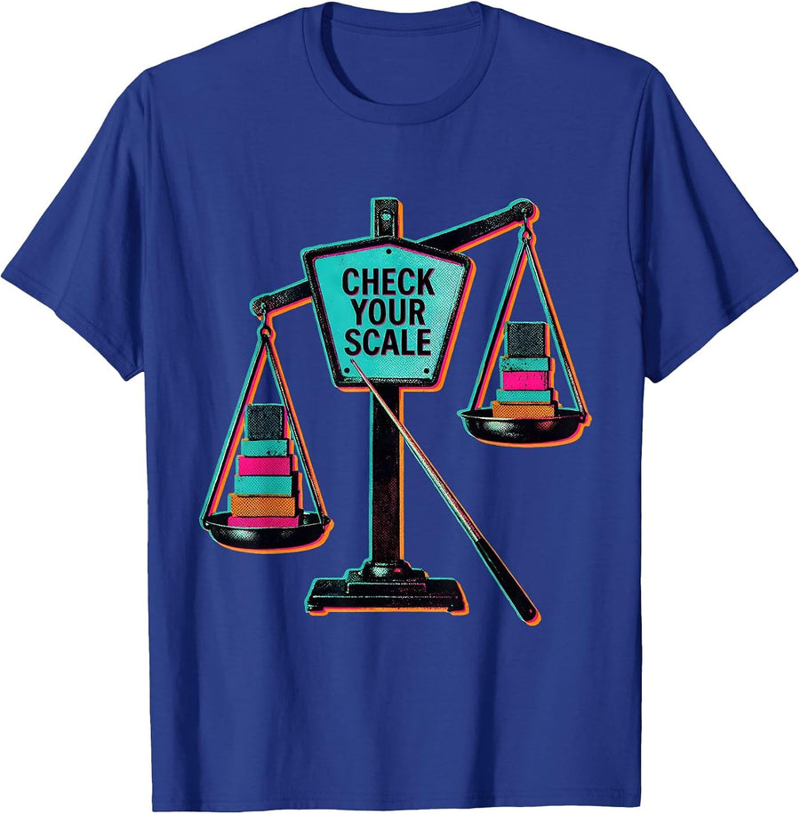 Check Your Scale Risograph Music Teacher Pun Humor Gift T-Shirt - Royal Blue