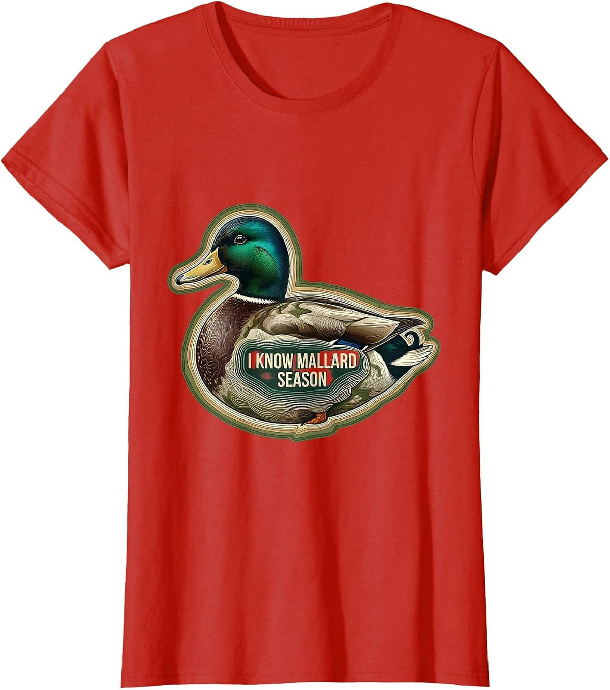 Women's I Know Mallard Season Topographic Contour Hunting Gift T-Shirt - Red