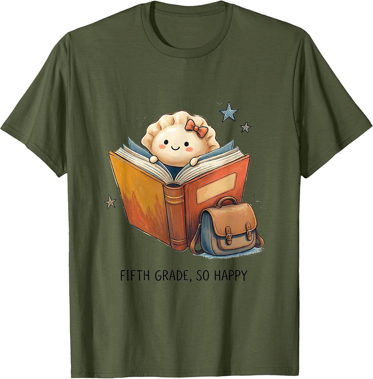 Men's Fifth Grade So Happy Cute Dumpling Kawaii Back to School T-Shirt - Olive Green