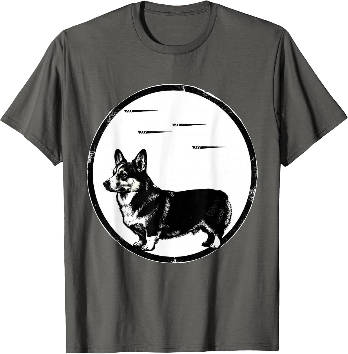 Men's Corgi Silhouette Retro Breed Pride Dog Owner Humor T-Shirt - Asphalt Grey