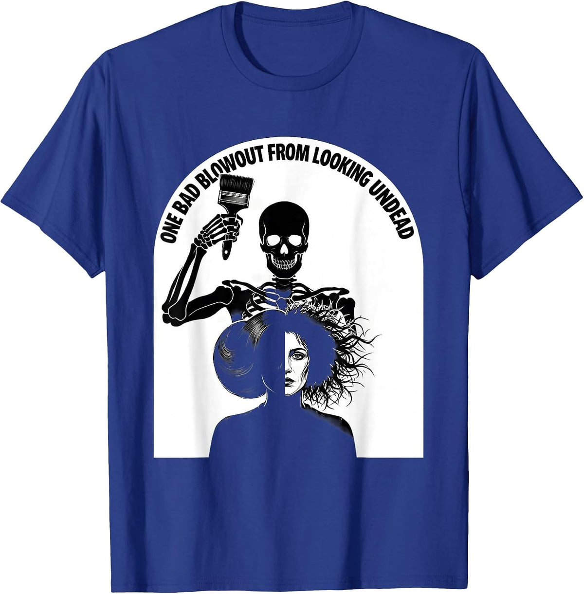 Men's One Bad Blowout From Looking Undead Funny Skeleton T-Shirt - Royal Blue