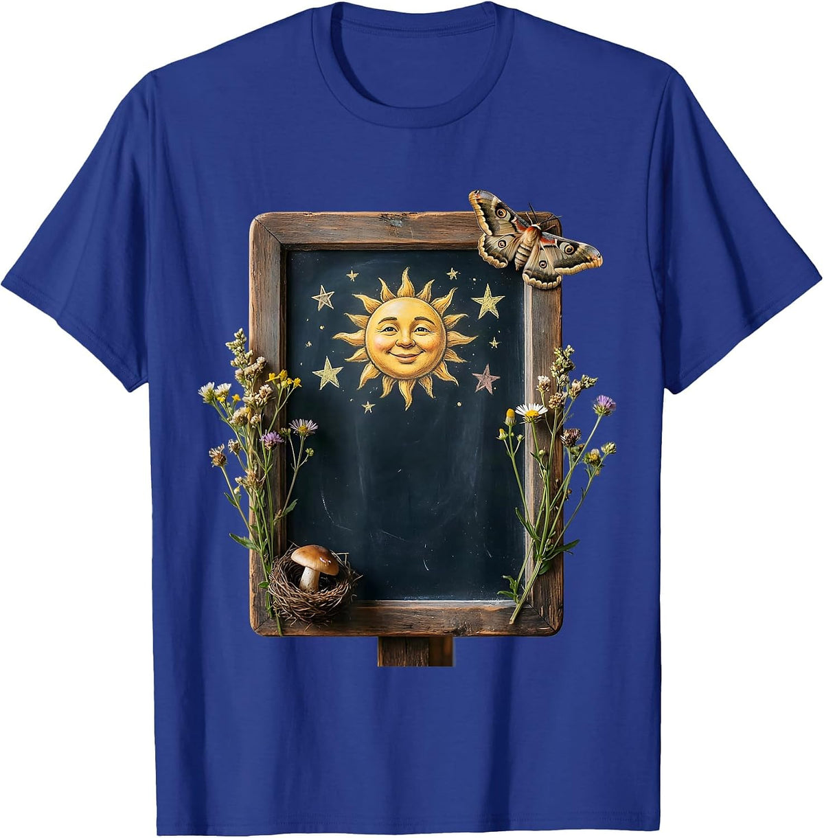 Third Grade Teacher Chalkboard Sun and Stars Design T-Shirt - Royal Blue