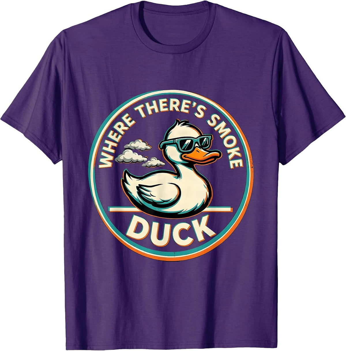 Where There's Smoke, Duck Funny Duck Sunglasses Humor T-Shirt - Purple