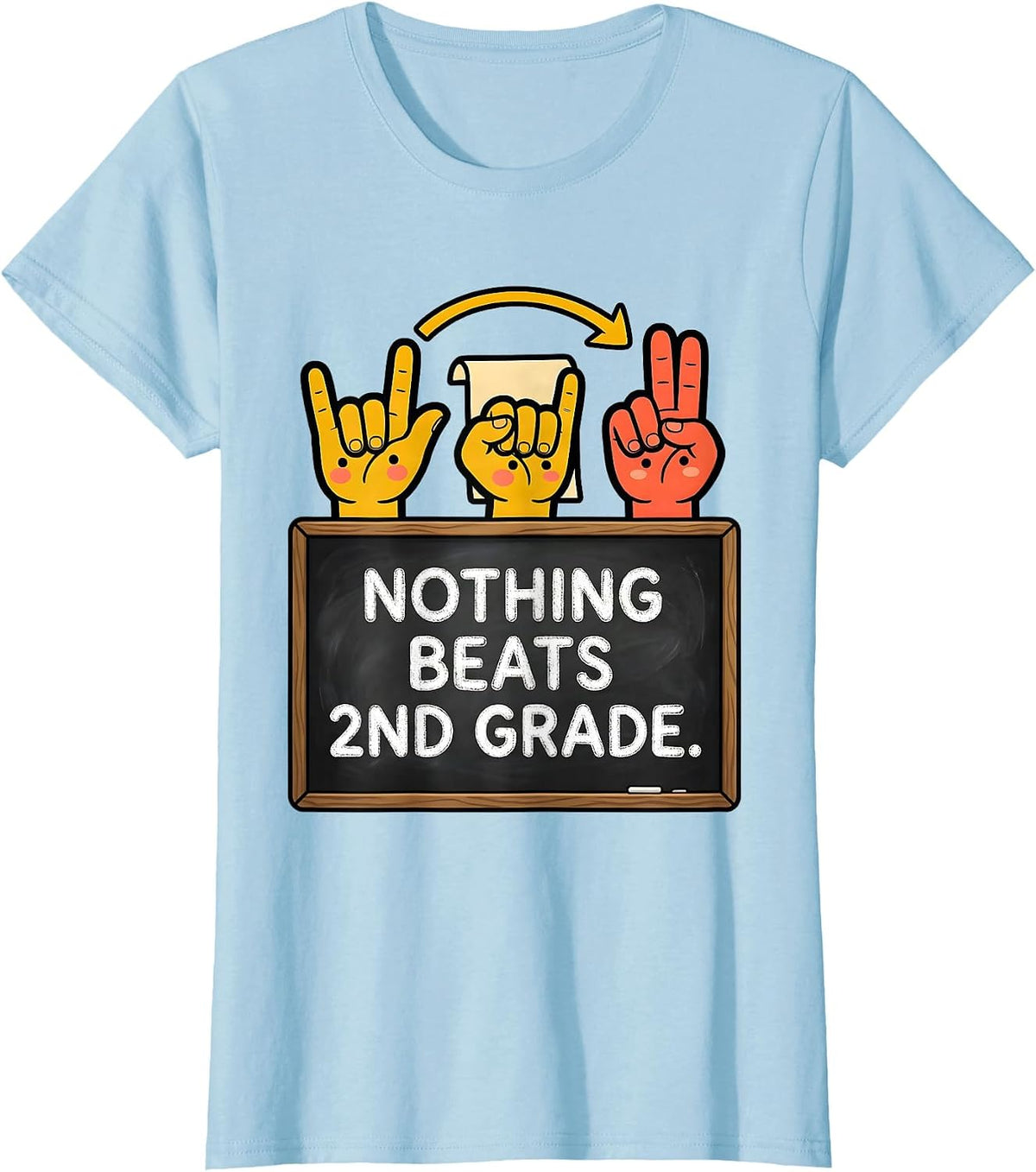 Nothing Beats 2nd Grade Back to School Rock Paper Scissors T-Shirt - Baby Blue
