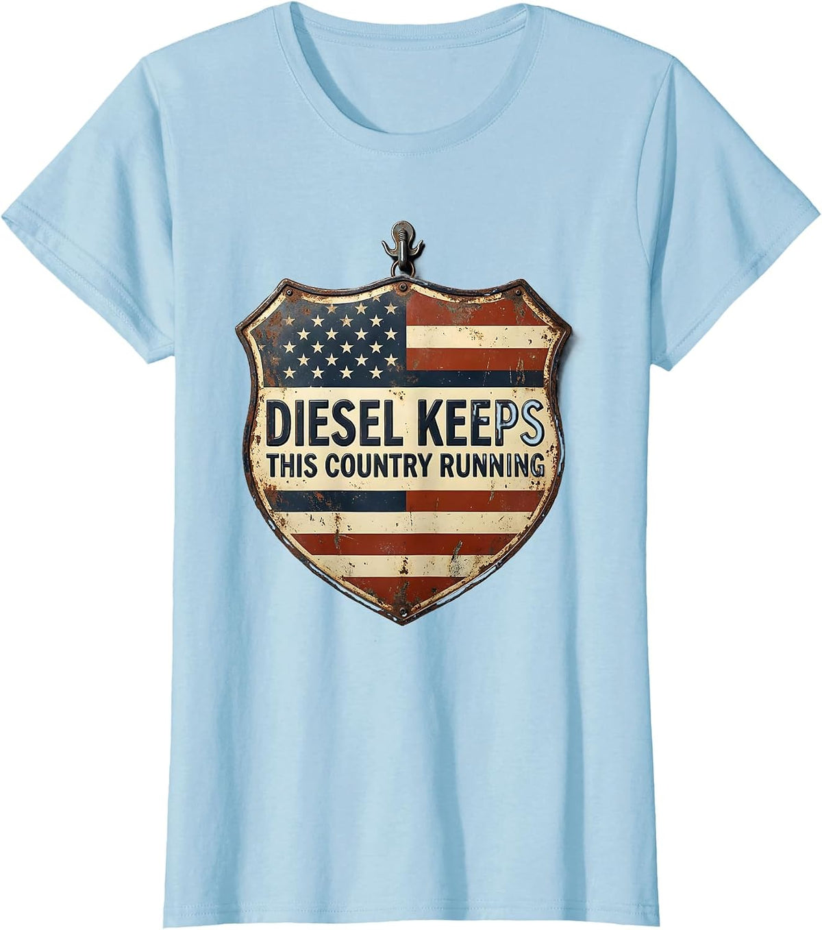 Diesel Keeps This Country Running Vintage Trucker American T-Shirt - Baby Blue