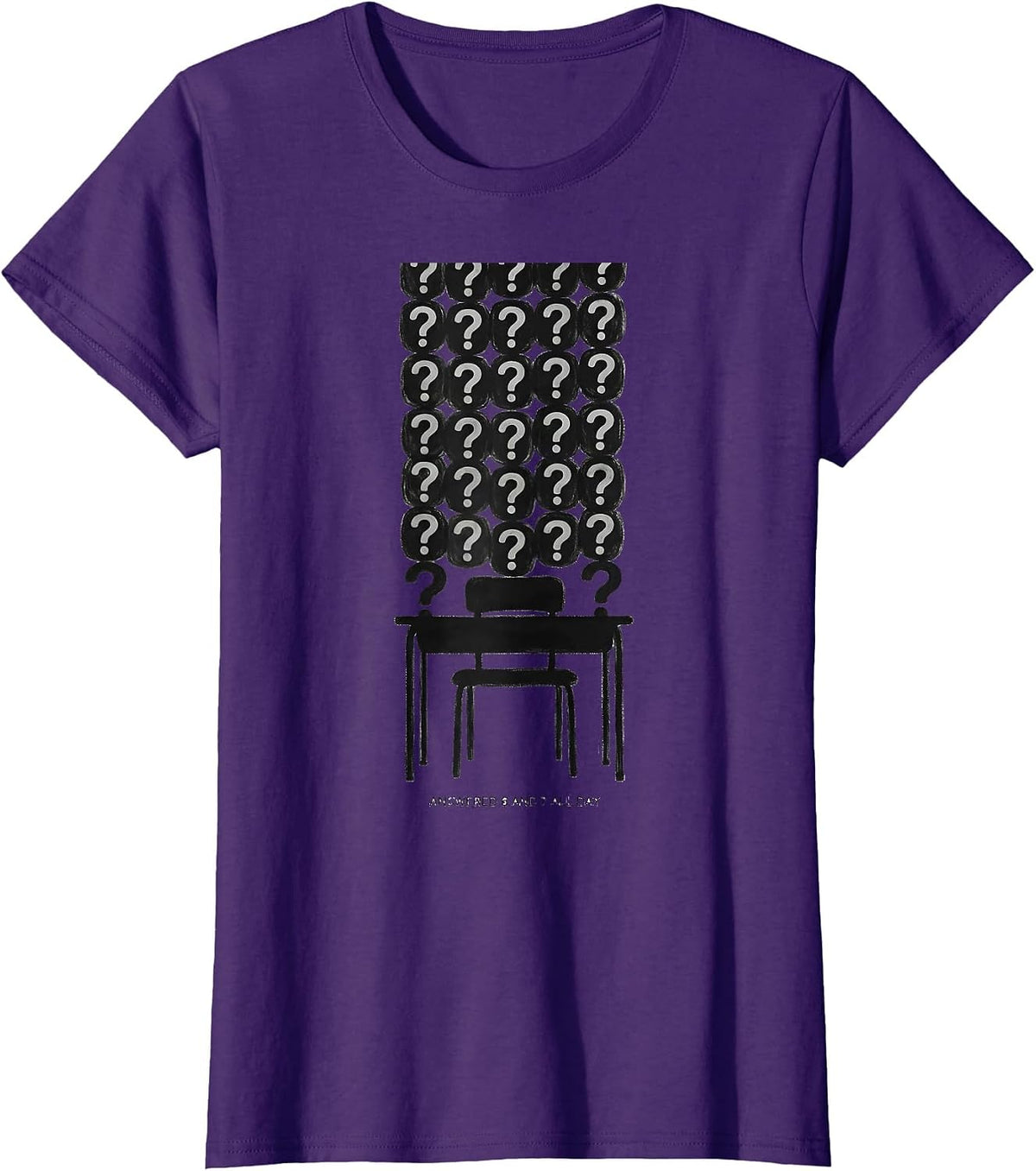 Women's Answered 6 And 7 All Day Funny Math Teacher Meme Elementary T-Shirt - Purple