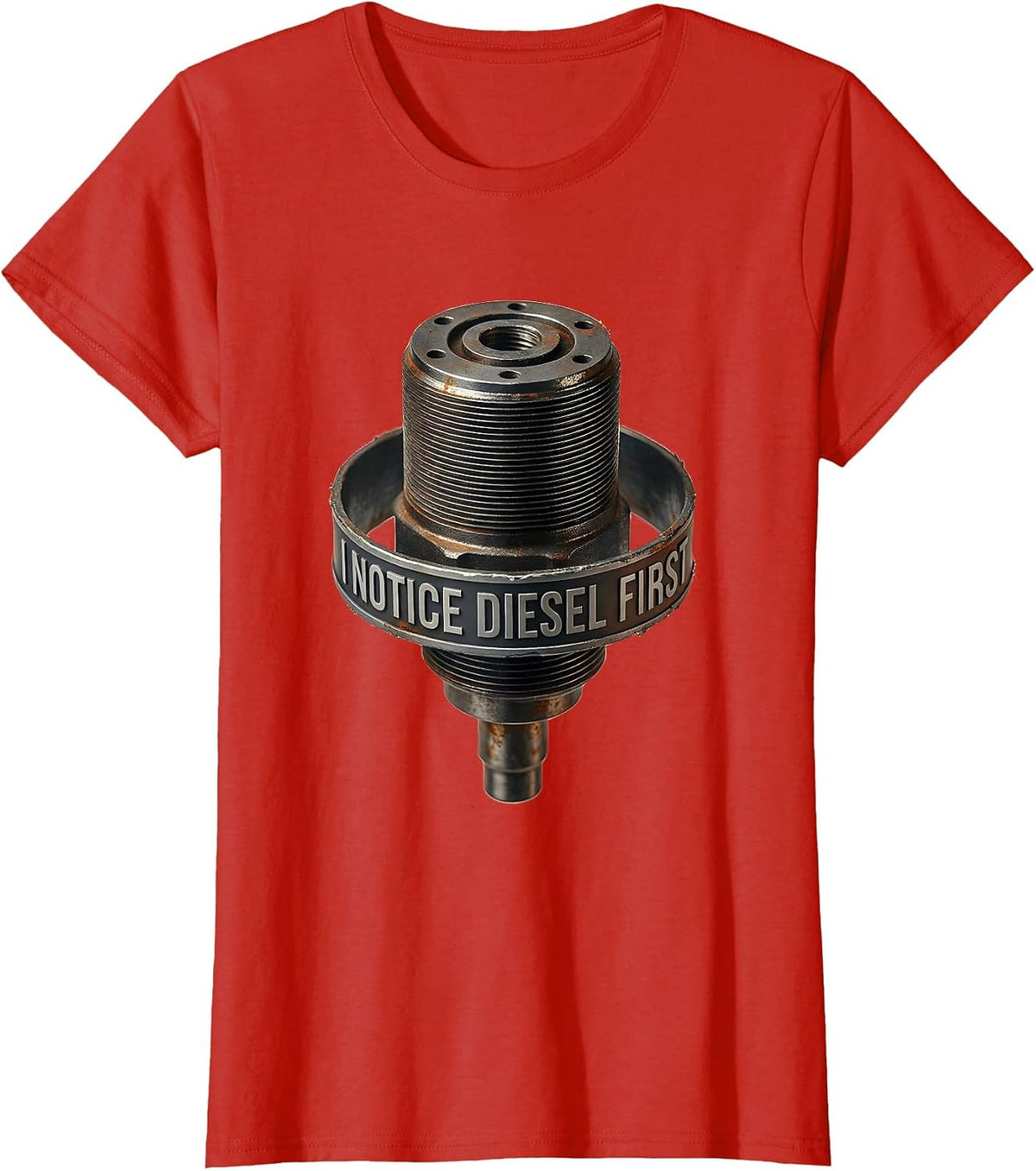 Women's I Notice Diesel First Funny Trucker Diesel Pickup Mechanic T-Shirt - Red