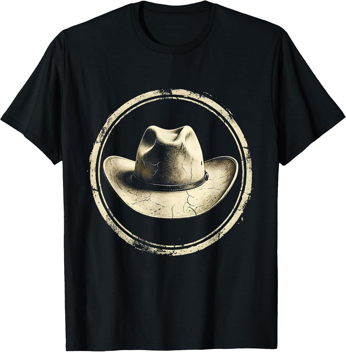 Men's Rhinestone Cowgirl Hat Wild Roses Graphic T-Shirt - Black