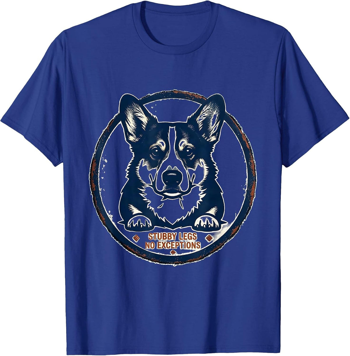 Men's Stubby Legs, No Exceptions Funny Corgi Dog Lover Retro T-Shirt - Royal Blue