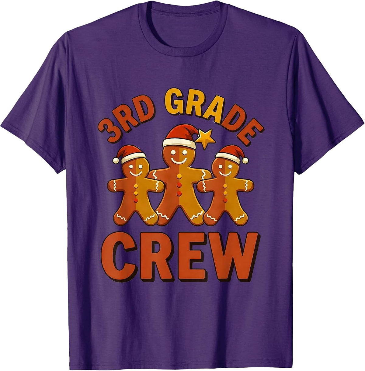 Men's 3rd Grade Crew Funny Teacher Christmas Classroom Humor T-Shirt - Purple