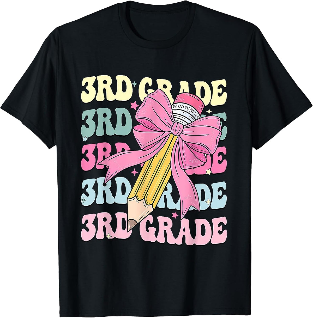 3rd Grade Girls Coquette Bow Back to School Third Grade T-Shirt - Black