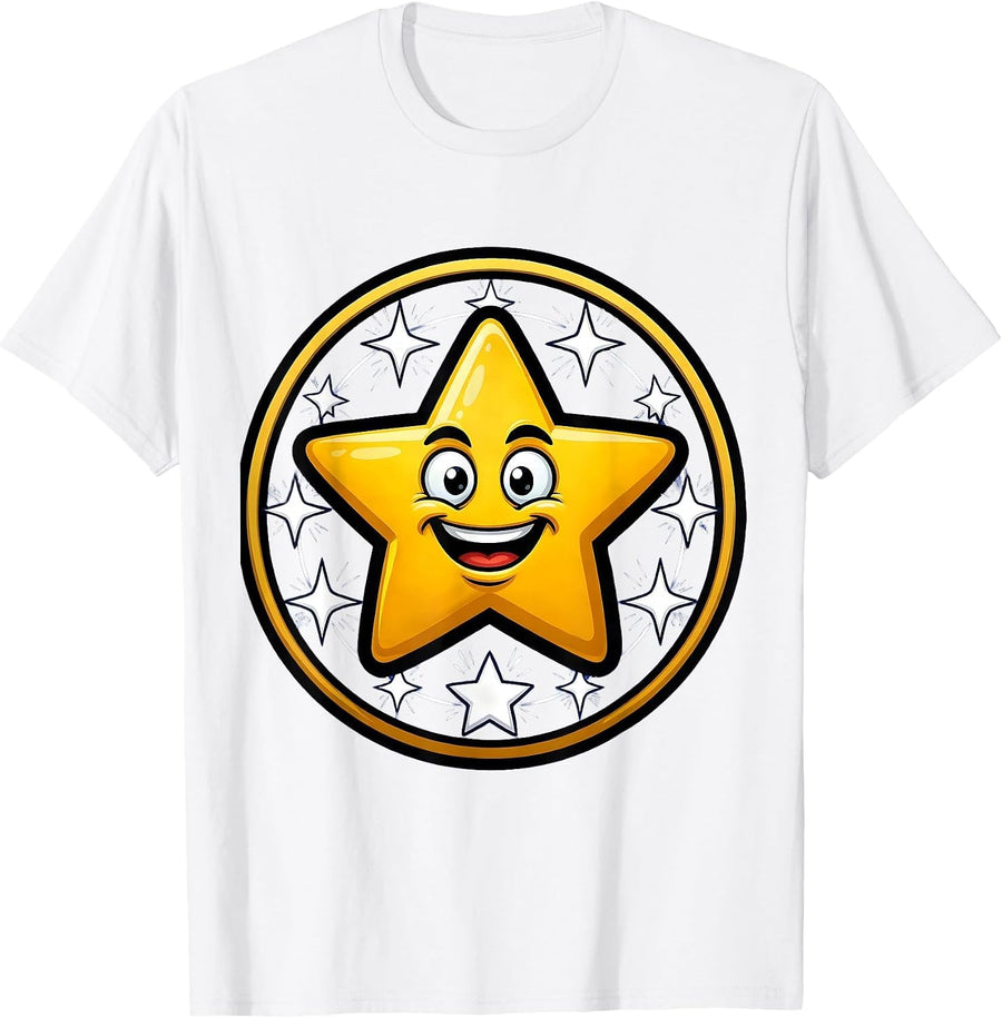 Men's Sparkling Stars Orbiting a Gleaming Yellow Star T-Shirt - White