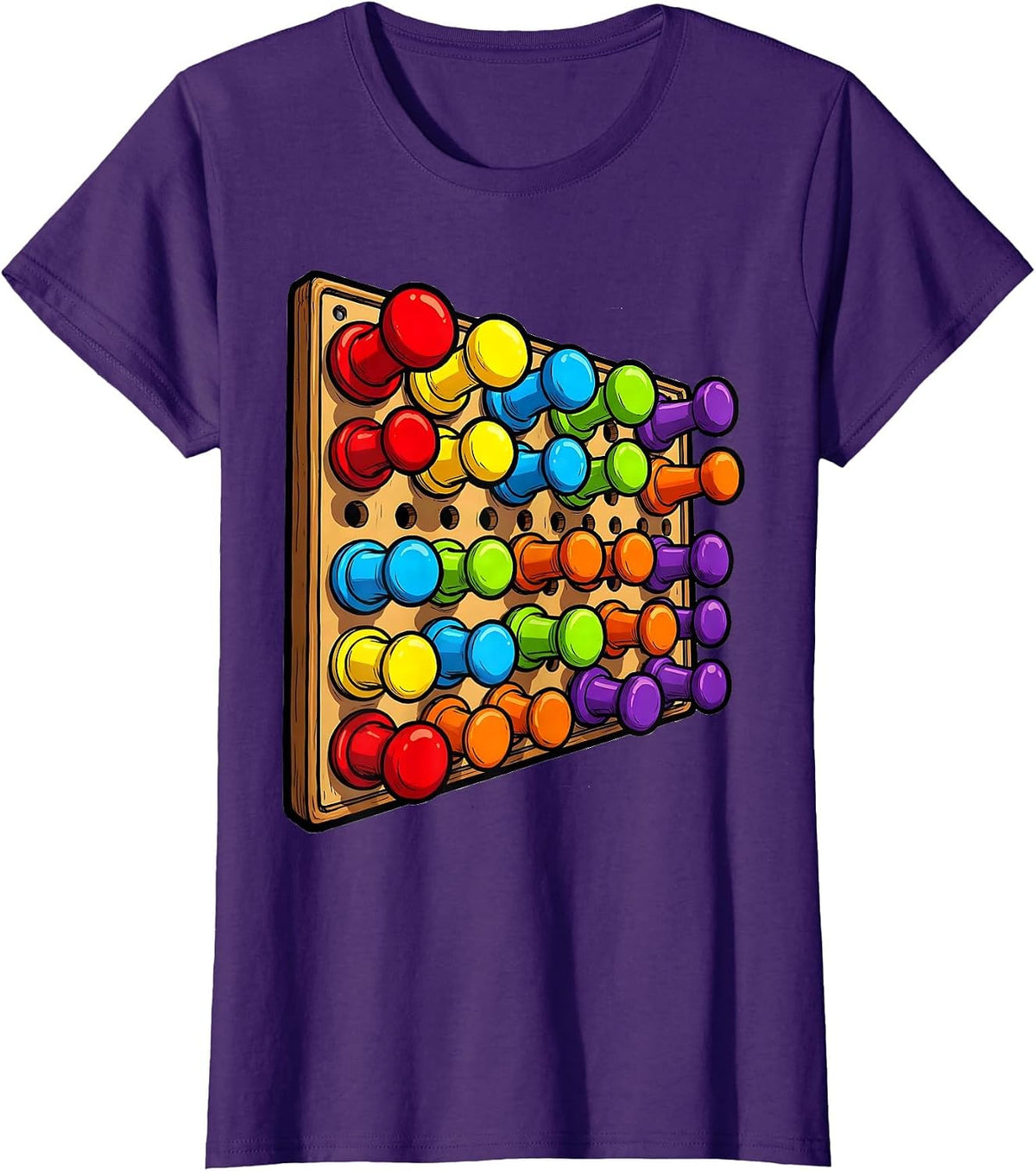 Women's Occupational Therapy Peg Board Colorful Pegs Design T-Shirt - Purple