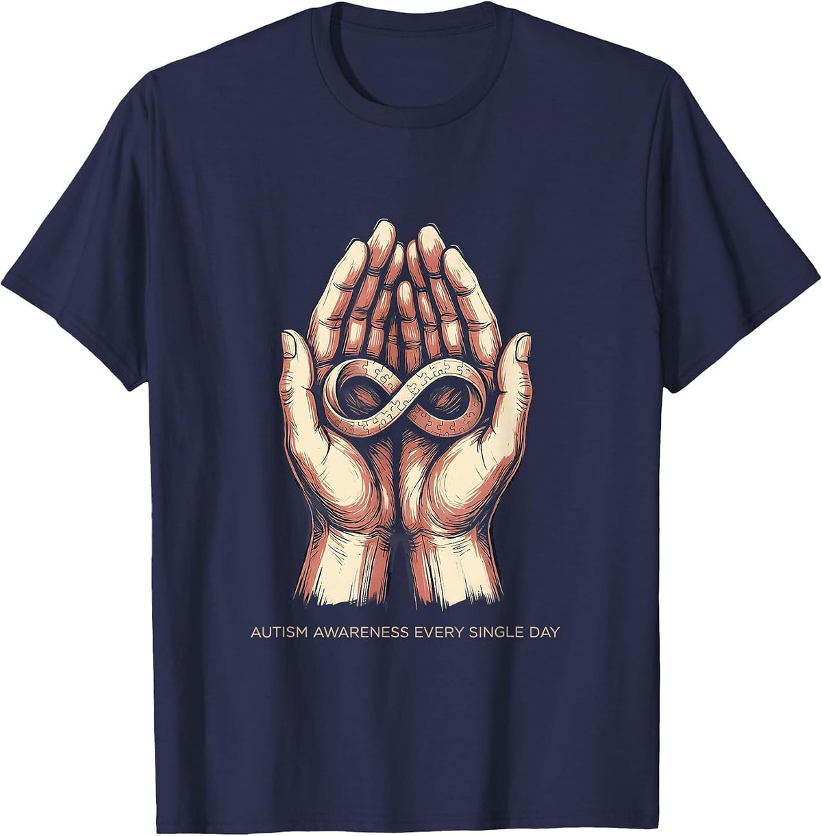 Autism Awareness Every Single Day Design T-Shirt - Navy Blue
