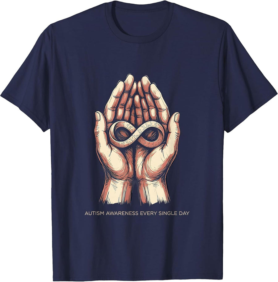 Autism Awareness Every Single Day Design T-Shirt - Navy Blue