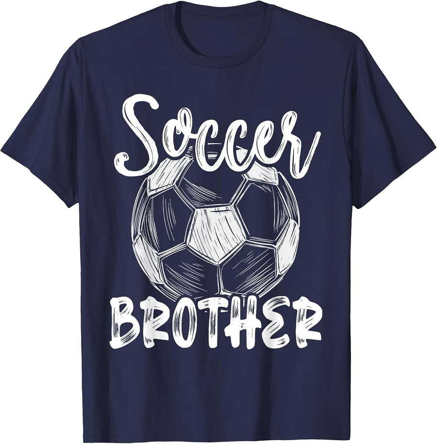 Soccer Brother Men Family Matching Team Player Soccer Ball T-Shirt - Navy Blue