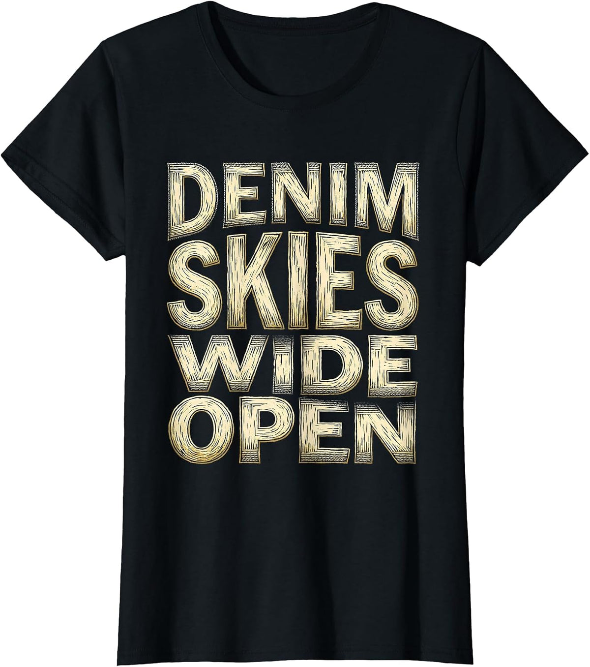 Women's Denim Skies Wide Open Cowgirl Design T-Shirt - Black