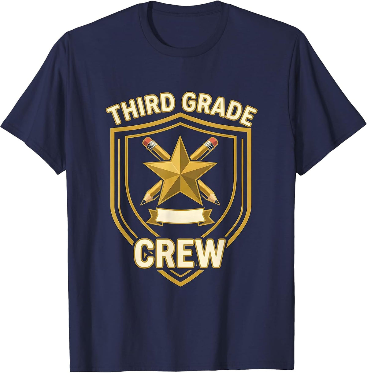 Third Grade Crew Playful Back To School Teacher Student T-Shirt - Navy Blue
