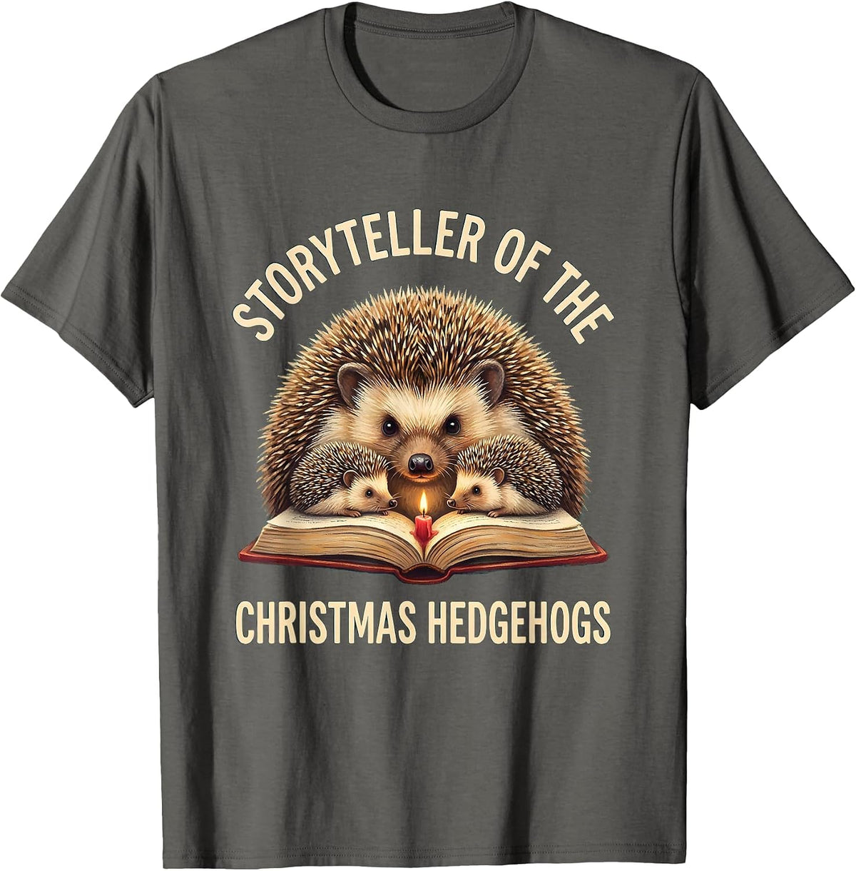 Storyteller Of The Christmas Hedgehogs Cute Hedgehog Lover T-Shirt - Asphalt Grey