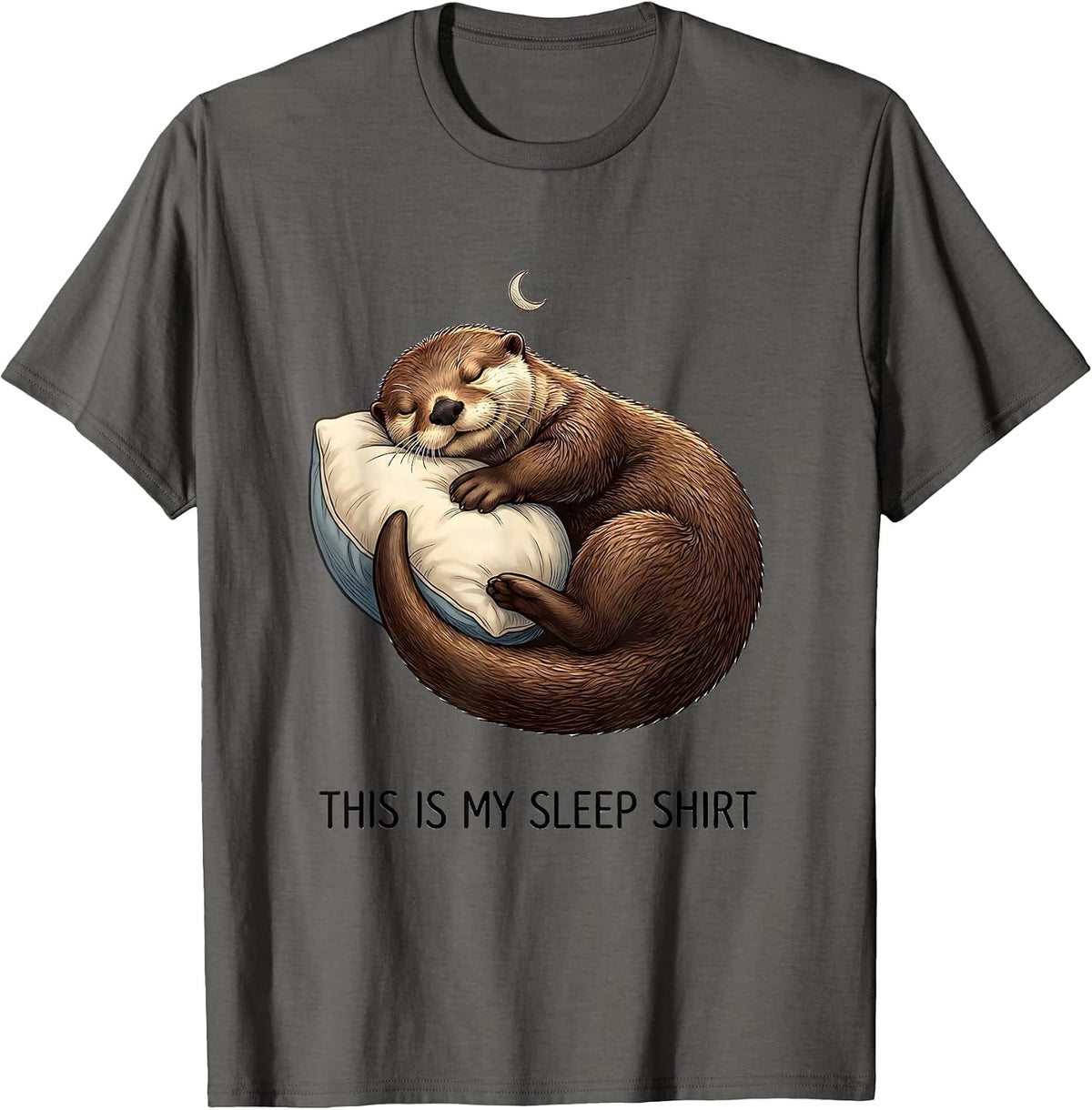 Men's This Is My Sleep Shirt Funny Otter Pajama Animal Lover Humor T-Shirt - Asphalt Grey
