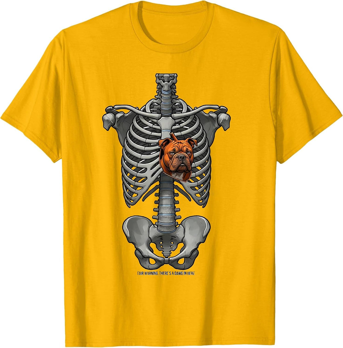 Fair Warning, There's A Dawg In Here Funny Pitbull Alpha T-Shirt - Golden Yellow