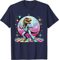 Aesthetic T-Rex Disco T-Shirt - Navy Blue